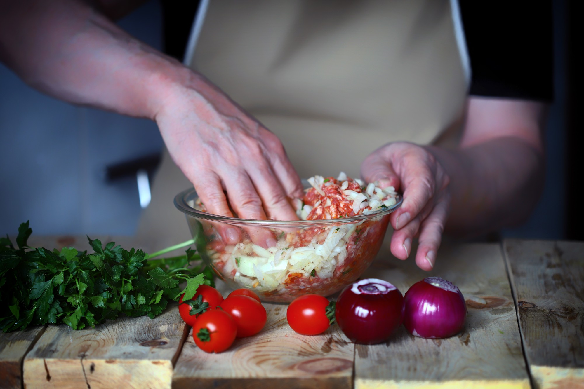 Chef preparing quick meal in home kitchen